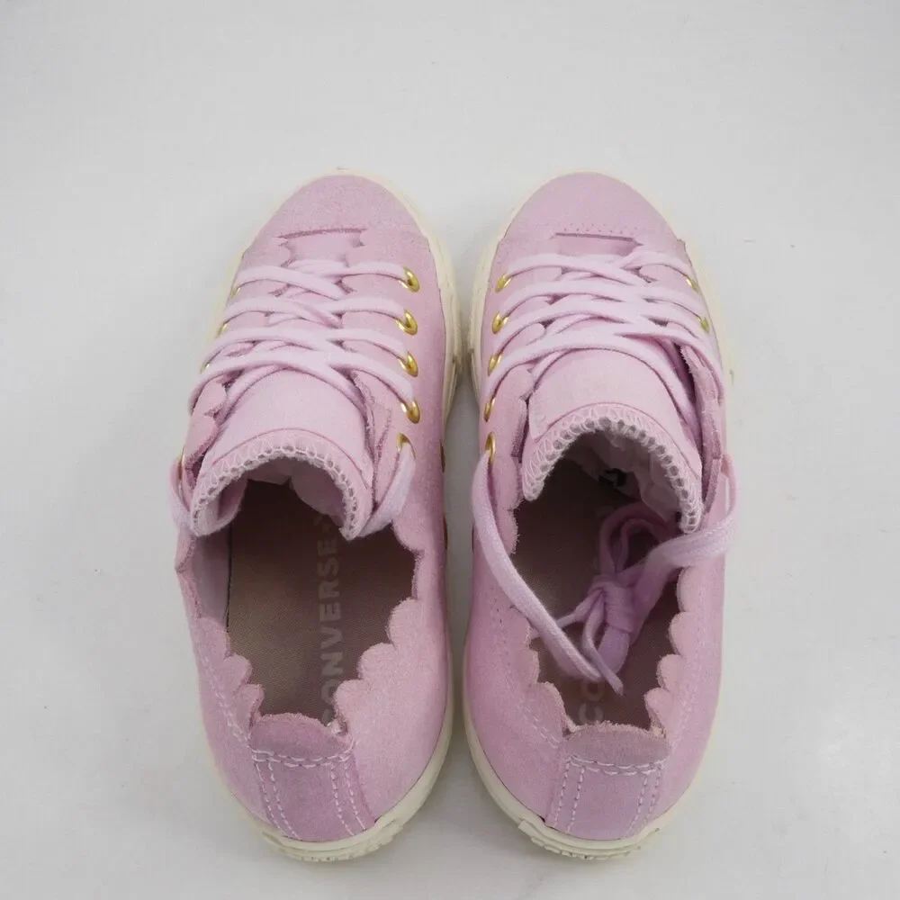 Converse Girls US 13 Chuck Taylor All Star Ox Frilly Thrills Pink Foam Suede